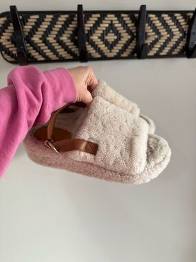 Sezane Greta Mule Slippers - Ecru Wool (Cream/Brown) - FR Size 42/ US Size 11
